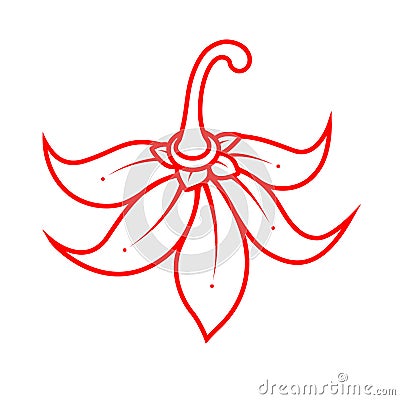 Pattern thai style,wallpaper and red line flower repetition with copy space isolated and floating on white background Vector Illustration