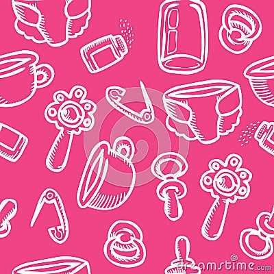 Pattern of the things a newborn girl Vector Illustration