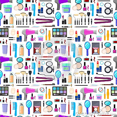 Pattern of tools for makeup Vector Illustration