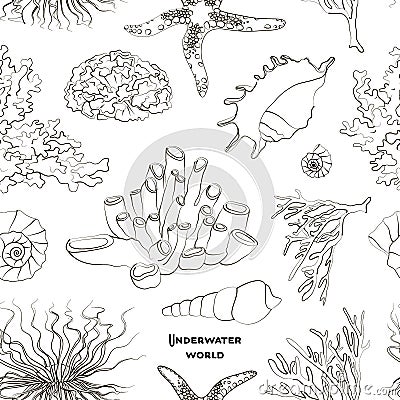 Pattern of underwater objects Vector Illustration