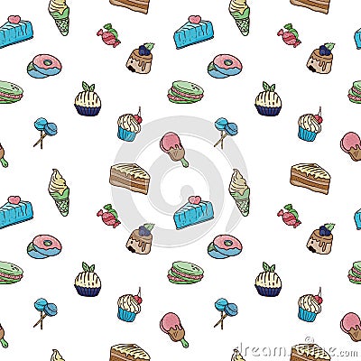 Pattern of vector images of sweets Stock Photo