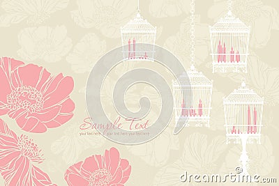 Pattern for wedding with birdcage Vector Illustration