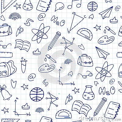 Pattern of welcome back to school with modern thin line icons school supplies. Back To School Background. Back to school super sho Vector Illustration