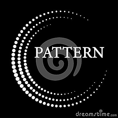 Fun pattern white circles around the circle on the black background Cartoon Illustration