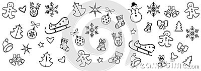 PATTERN 2023 Winter Holiday Happy New Year Christmas Decoration BORDER icons & symbols Vector Illustration