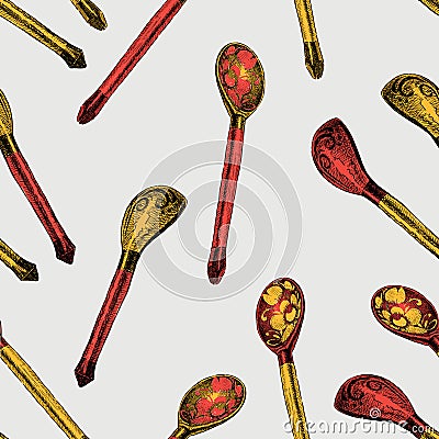 Pattern of the wooden spoons Vector Illustration