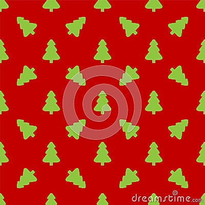 Pattern for wrapping paper. Green Christmas tree Vector Illustration