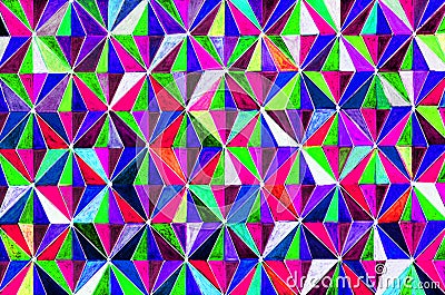 Many hand coloured little colourful diamond shapes. Stock Photo