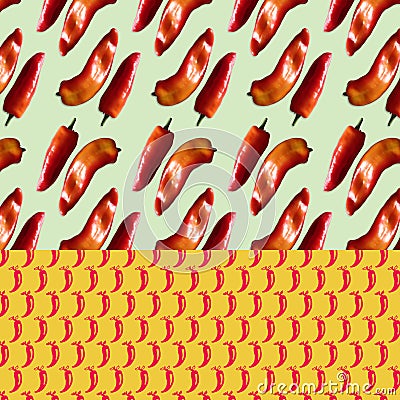 Patterned Background - Red Peppers Stock Photo