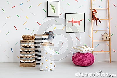 Ladder in cozy kid`s room Stock Photo