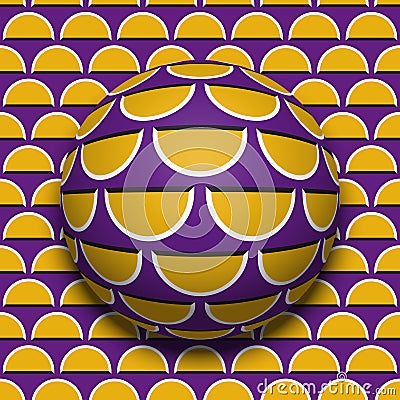 Patterned ball rolling along the same surface. Abstract vector optical illusion illustration. Motion background Vector Illustration