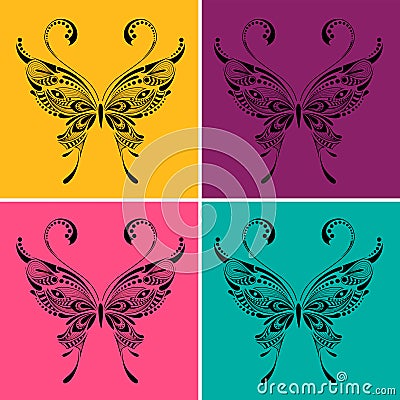 Patterned butterfly. Pop art style vector illustration. Vector Illustration