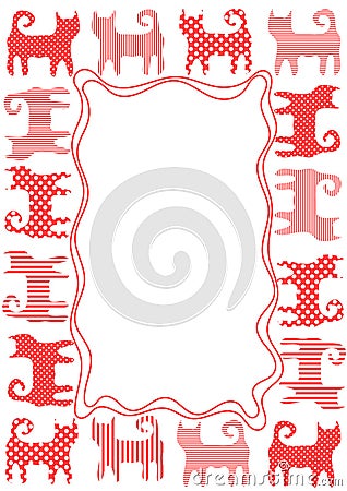 Patterned cats border frame Stock Photo