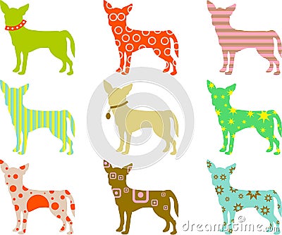 Patterned chihuahuas Vector Illustration