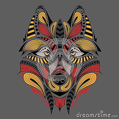 Patterned colored head of the owl. African / indian / totem / tattoo design. It may be used for design of a t-shirt, bag, postcard Vector Illustration