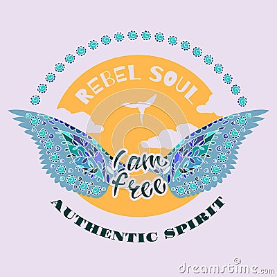 Patterned decorative wings Vector Illustration