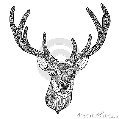 Patterned deer head Vector Illustration