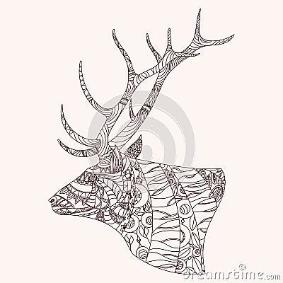 Patterned deer head Vector Illustration