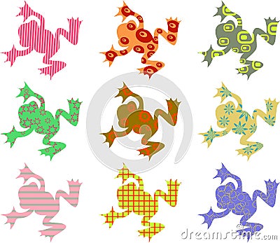 Patterned frogs Vector Illustration