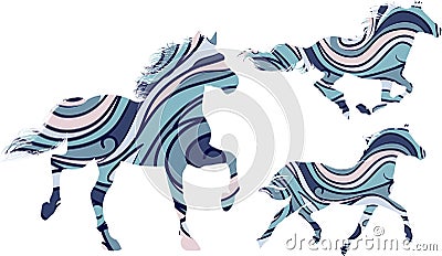 The patterned horses Vector Illustration