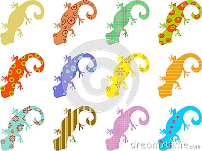 Patterned lizards Vector Illustration