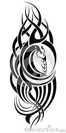 Patterned owl on white background. Tattoo design Vector Illustration