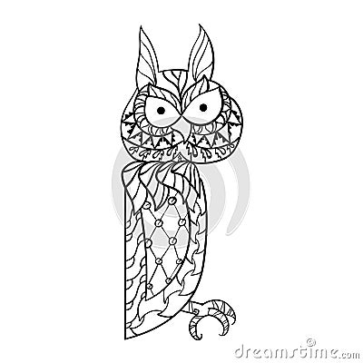 Patterned owl zentangle style Vector Illustration
