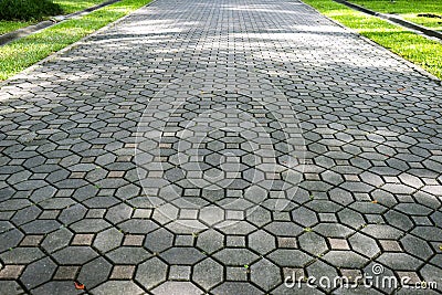 Patterned paving tiles, cement brick floor background Stock Photo