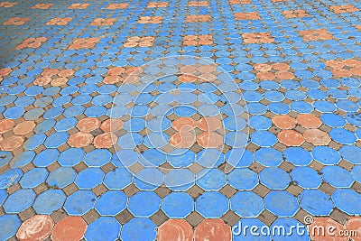 Patterned paving tiles, cement brick floor Stock Photo