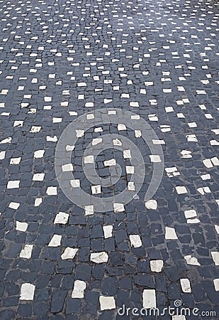 Patterned Portuguese cobblestones in the Azores Stock Photo