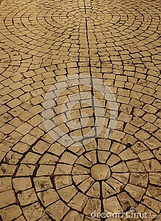 Patterned Portuguese cobblestones in the Azores Stock Photo