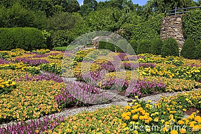 Patterned Quilt Garden in Asheville North Carolina Stock Photo