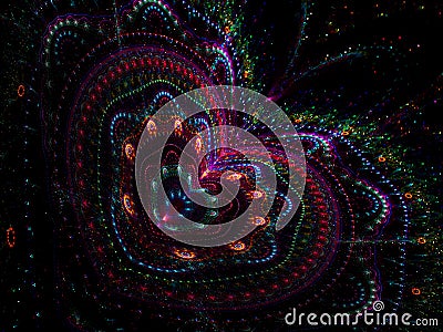 Patterned Shine Heart Fractal Art Stock Photo