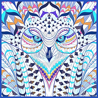 Patterned Snowy Owl Vector Illustration