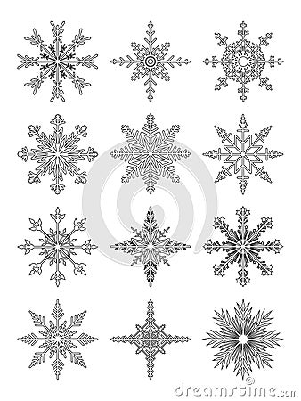 Patterned white snowflakes Stock Photo