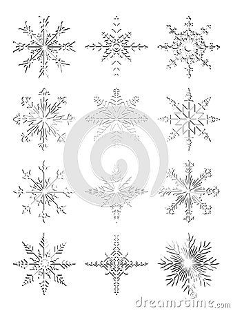 Patterned white snowflakes Stock Photo