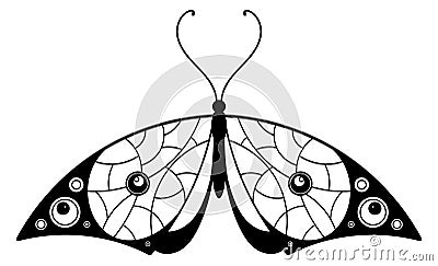 Patterned wings moth. Decorative elegant monochrome butterfly Stock Photo