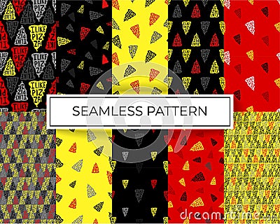 I like pizza backgraund set seamless patterns pastel colors pastel Vector Illustration
