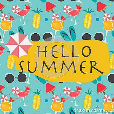 Patterns colorful design with hello summer concept. Vector Illustration