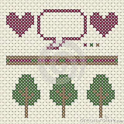 Patterns in cross stitch Vector Illustration