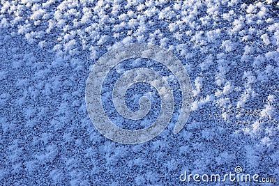 The patterns made by the frost on the iced pool. Stock Photo