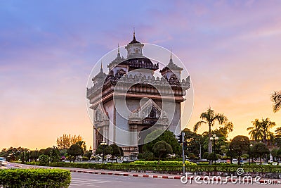 Patuxai literally meaning Victory Gate in Vientiane Stock Photo