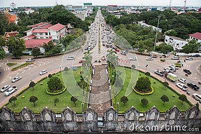 Patuxai War Memorial Parkland Editorial Stock Photo