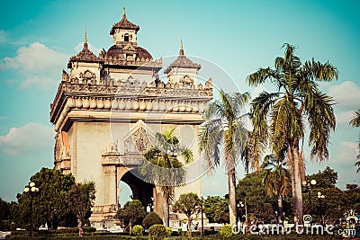 Patuxay Victory Gate Monument in Vientiane, Laos Editorial Stock Photo