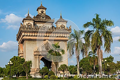 Patuxay Victory Gate Monument in Vientiane, Laos Editorial Stock Photo