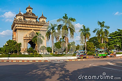 Patuxay Victory Gate Monument in Vientiane, Laos Editorial Stock Photo