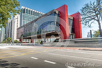 Paulista Avenue and MASP Sao Paulo Museum of Art - Sao Paulo, Brazil Editorial Stock Photo