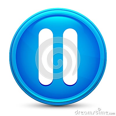 Pause icon glass shiny blue round button isolated design vector illustration Vector Illustration