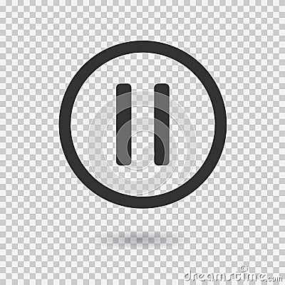 Pause icon with shadow. Vector button for web or app Vector Illustration