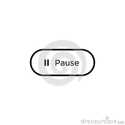 Pause icon vector in rectangle line button Vector Illustration